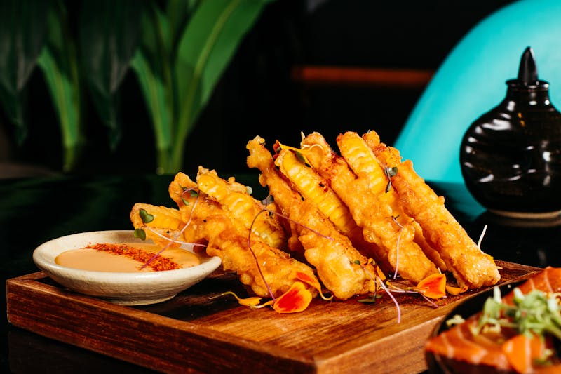 Mozzarella sticks with golden crispy coating